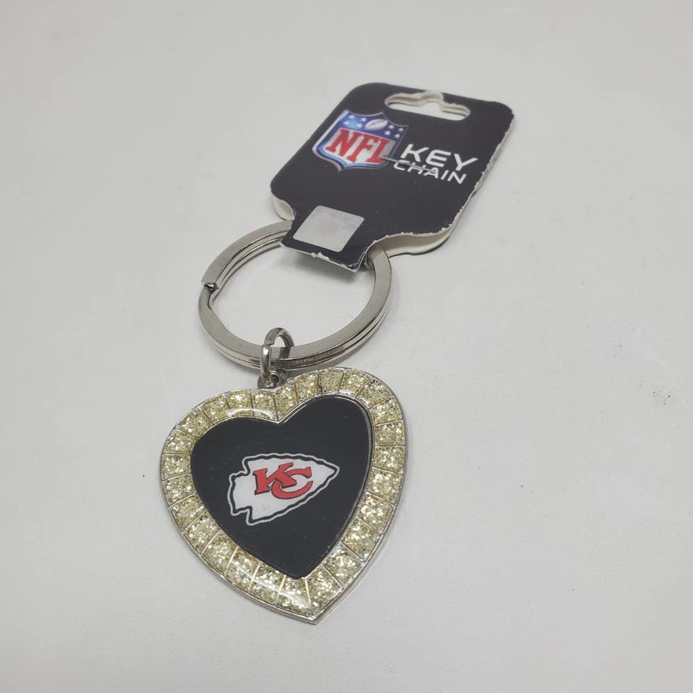Rico Industries NFL Metal Rhinestone Heart Keychain - Kansas City Chiefs